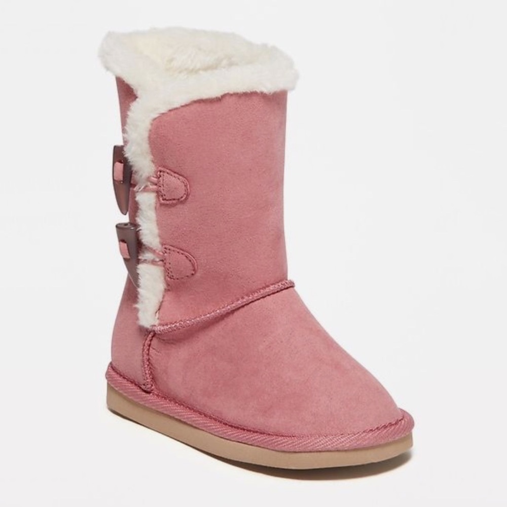 Pink Suede Toggle Boots
